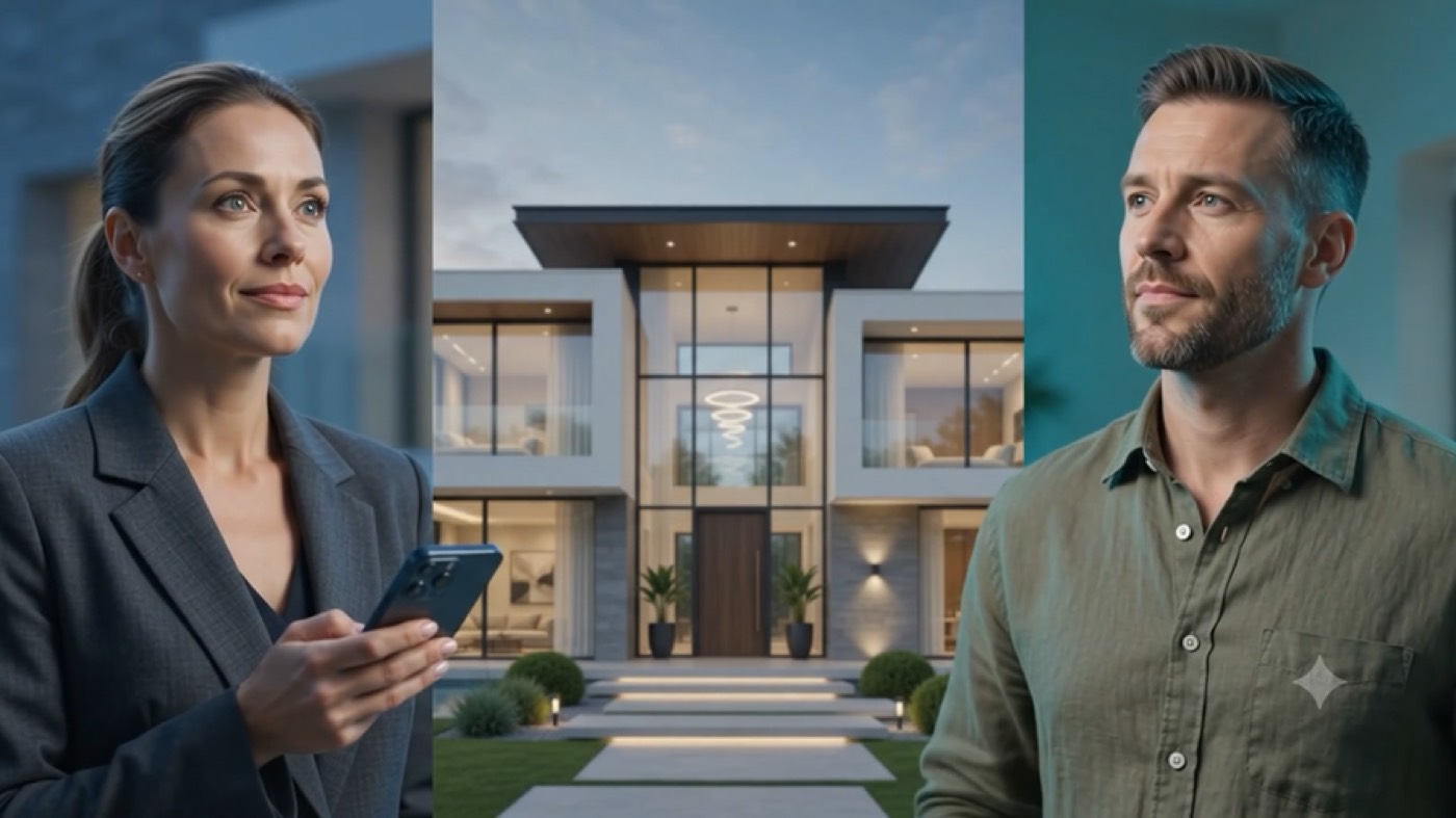 Two buyers considering the same modern home